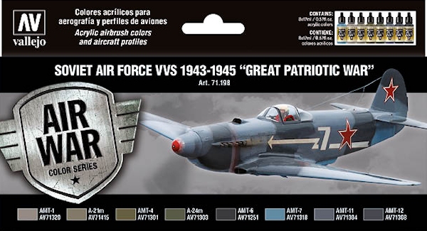 Vallejo Model Color Air Acrylic paint set Soviet Air Force 1943-1945 "Great Patriotic War" 71198