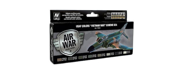 Vallejo Model Color Air Acrylic paint set for USAF 'Vietnam war" (8 colours) 71204