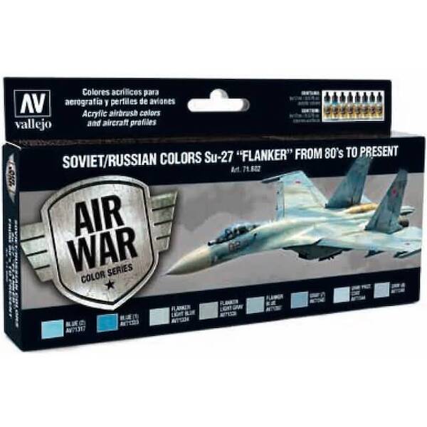 Vallejo Model Color Air Acrylic paint set Soviet/Russian Colours Sukhoi Su27"Flanker"from '80's to Present 71602