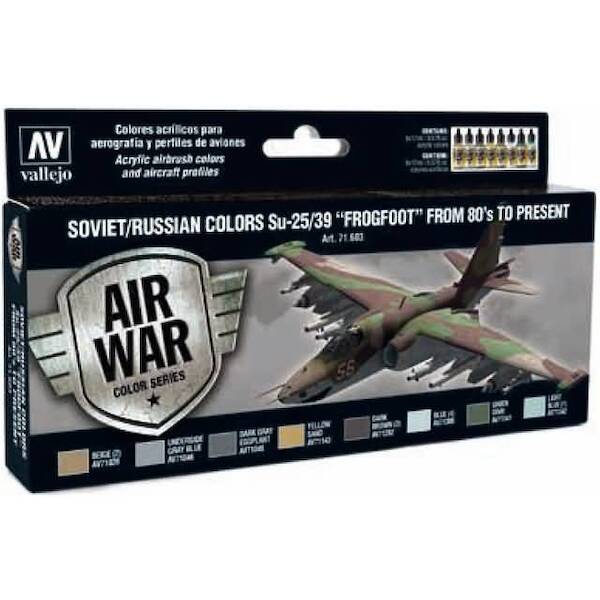 Vallejo Model Color Air Acrylic paint set Soviet/Russian Colours Sukhoi Su25/39 "Frogfoot" from '80's to Present 71603