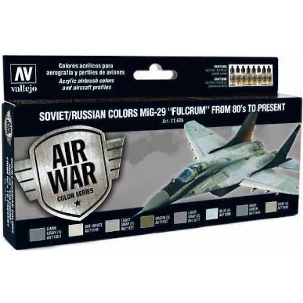 Vallejo Model Color Air Acrylic paint set Soviet/Russian Colours Mikoyan MiG29 "Fulcrum"from '80's to Present 71605