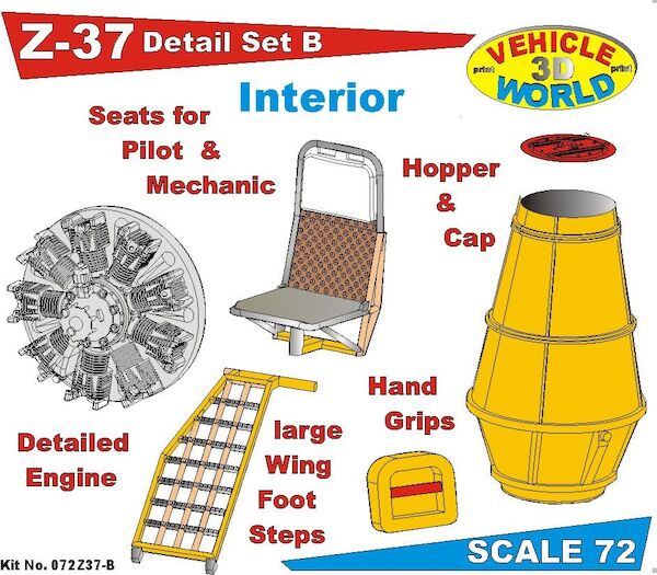 Zlin Z37 Cmelak Detail Set B- (Interior) (KP)  072Z37B