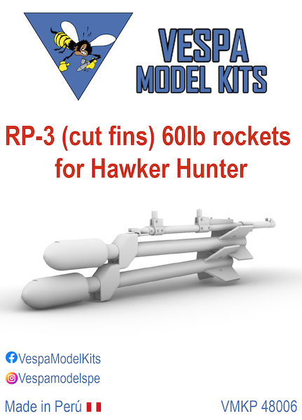 RP3 60Lb (Late Type)  Air to Ground Rockets 2 tier launcher with cut fins For Hawker Hunter  VMKP48006
