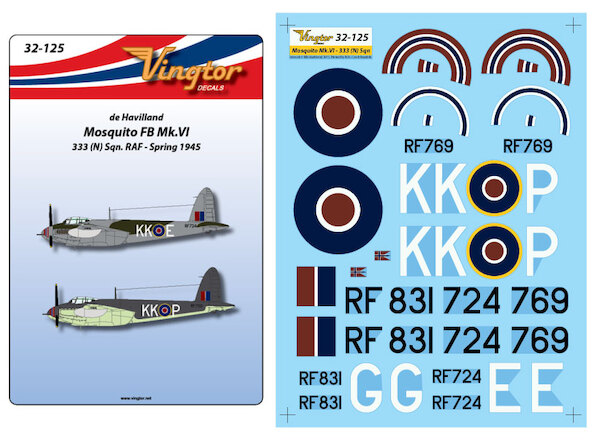 De Havilland Mosquito Mk.VI (333 (N) Sqn. RAF, Spring 1945)  32-125