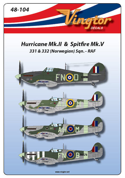 Hawker Hurricane Mk.II & Spitfire Mk.V, (331 & 332 (Norwegian) Sqns. RAF)  48-104