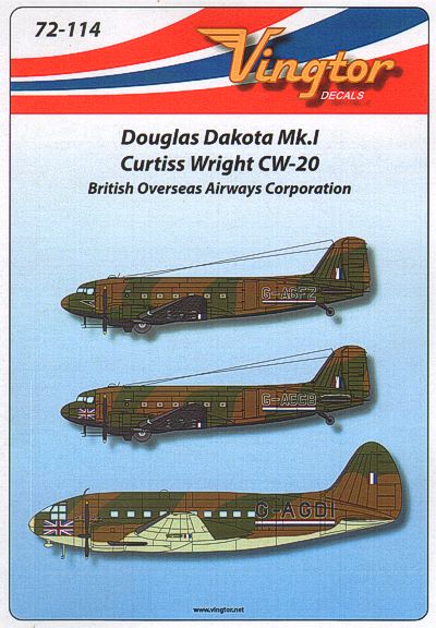 Douglas Dakota MK1 and Curtiss CW20 (BOAC) 72-114