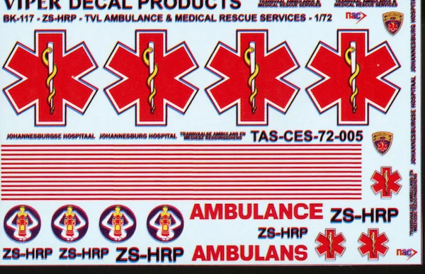 BK117 (TVL Ambulance and Medical Rescue Services "ZS-HRP') CES72005