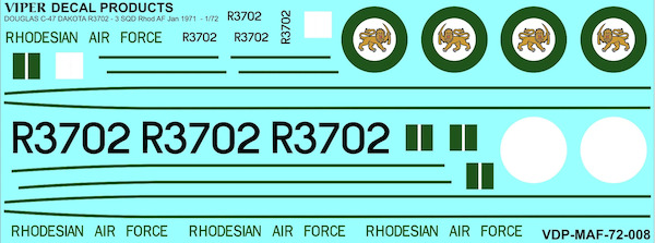 C47 Dakota ("R3702" 3sq Rhodesian AF 1971) MAF72008