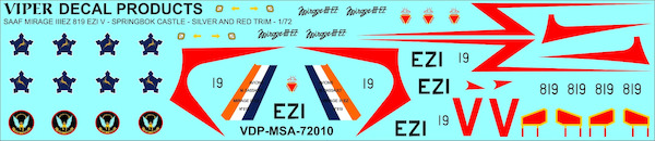 SAAF Mirage IIIEZ (SAAF 3sq 819 EZI Silver and red trim with Castles delivery scheme) MSA72010