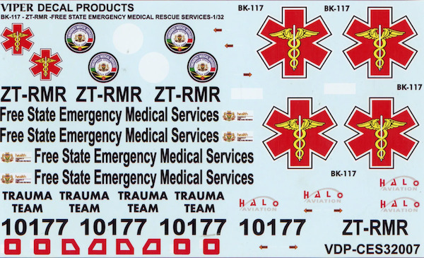 BK117 Free State Emergency Medical Services ZT-RMR VDP-CES-32007