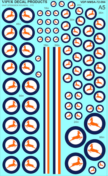 SAAF Springbok roundels and fin flashes VDP-NMSA-72-004