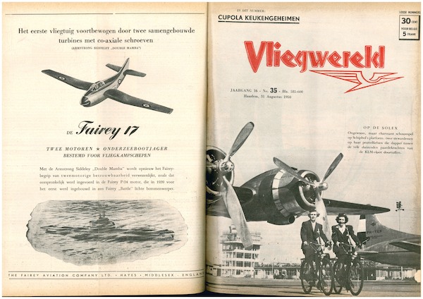 Vliegwereld - gebonden jaargang 16 nrs 1 t/m 52 jaar 1950  Vliegwereld