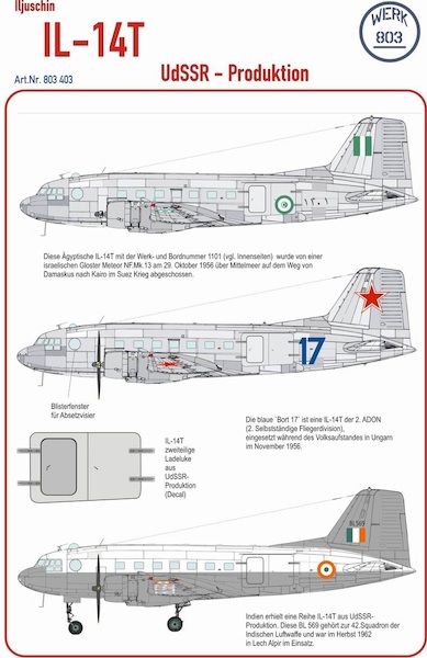 Ilyushin IL14T USSR Production (Egypt AF, Soviet AF, Indian AF) (BACK IN STOCK) 803403