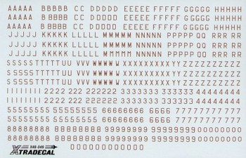 RAF 8" Serial Letters & Numbers dull Red X049-48