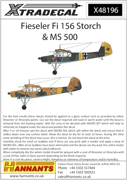 Fieseler Fi156 Storch and Morane Saulnier MS500  X48196