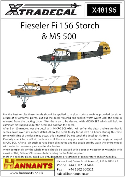 Fieseler Fi156 Storch and Morane Saulnier MS500 X48196