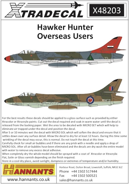 Hawker Hunter Overseas Users  X48203