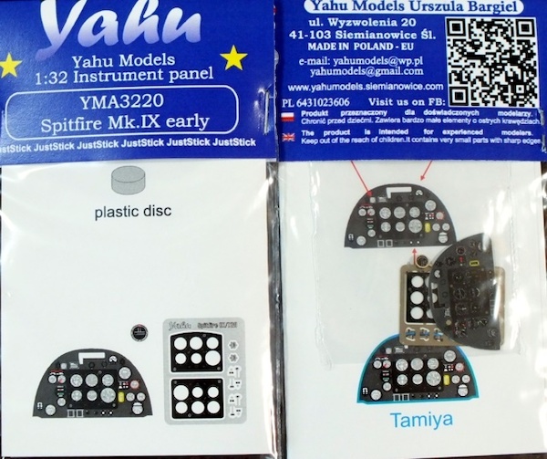Instrument Panel Supermarine Spitfire IX early (Tamiya) YMA3220