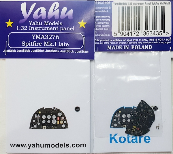 Instrument Panel Supermarine Spitfire MKI -late- (Kotare) YMA3276