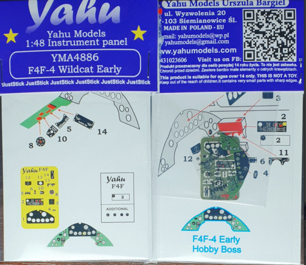 Instrument Panel F4F-4 Wildcat early (Hobby Boss)  YMA4886