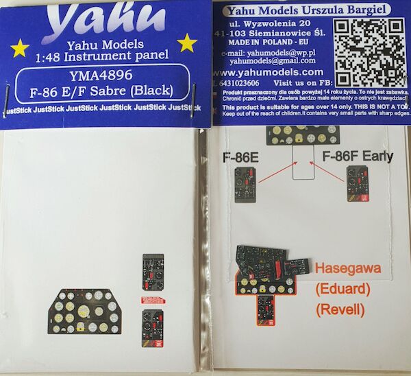 Instrument Panel F86E/F Sabre - Black-  (Hasegawa)  YMA4896