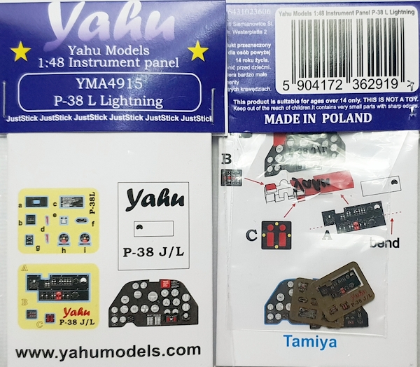 Instrument Panel Lockheed P38L Lightning (Tamiya) YMA4915