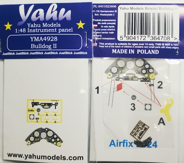 Instrument Panel Bristol Bulldog II (Airfix) YMA4928