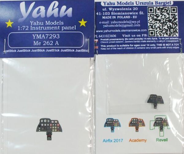 Instrument Panel Messerschmitt Me262 A (Airfix 2017) YMA7293