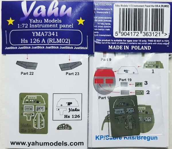 Instrument Panel Henschel Hs126A (RLM02) (KP/Sabre Kits/Brengun) YMA7341