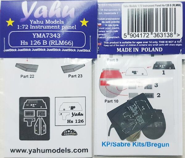 Instrument Panel  Henschel  Hs126B (RLM66) (KP/Sabre Kits/Bregun)  YMA7343