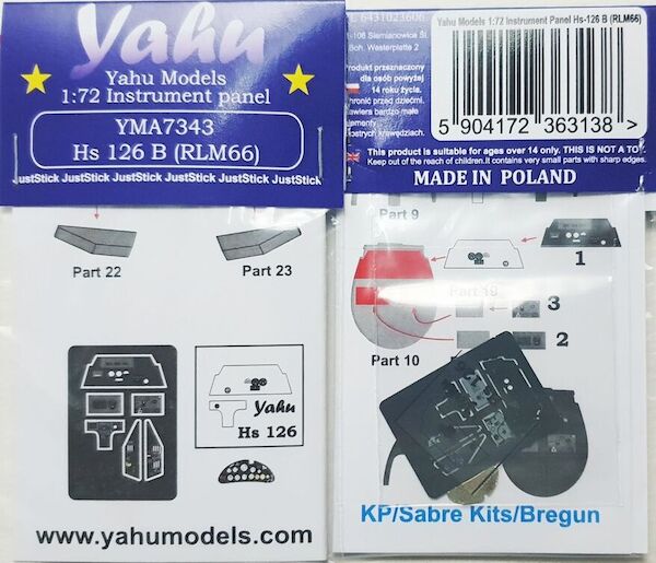 Instrument Panel Henschel Hs126B (RLM66) (KP/Sabre Kits/Bregun) YMA7343