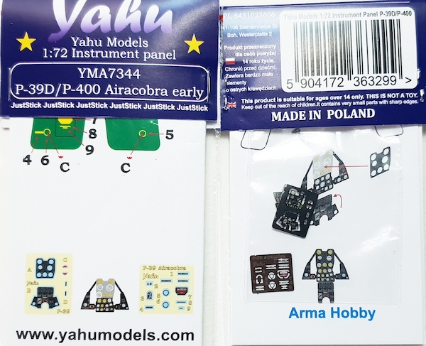 Instrument Panel Bell P39D/P400 Airacobra - Early- (Arma Hobby) YMA7344