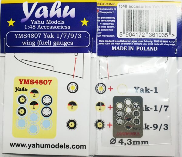 Yak 1/7/9/3 wing fuel gauges YMS4807