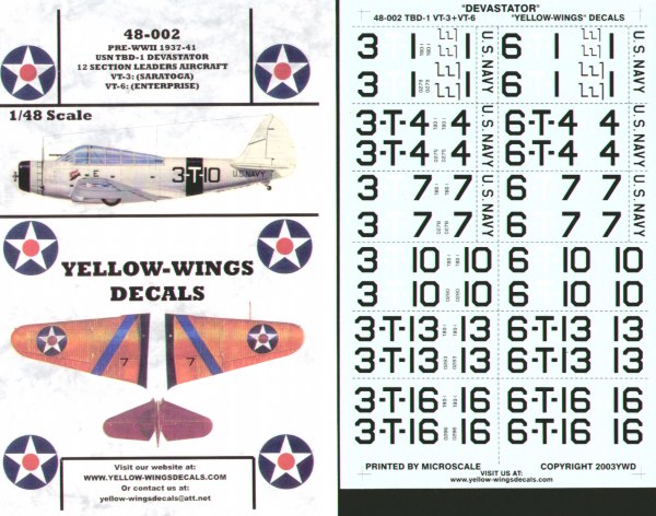 TBD-1 Devastator (Pre war 1937-1941 VT3, VT6 Section leaders)  48-002