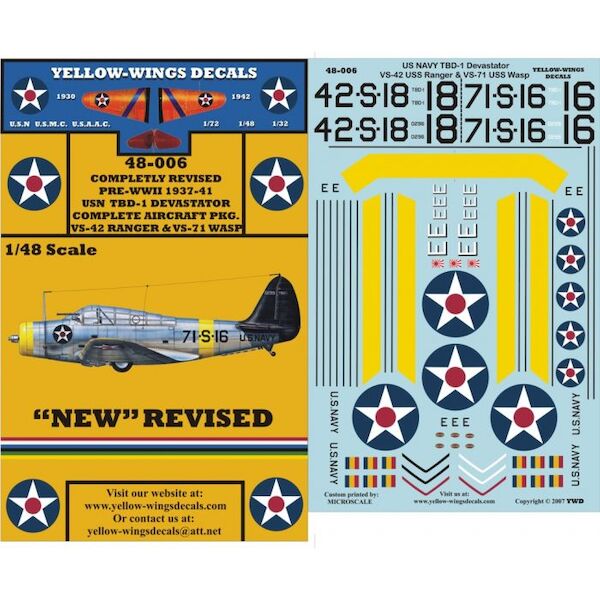 TBD-1 Devastator (Pre war 1937-1941 VT3, VT6 Complete Package) 48-006