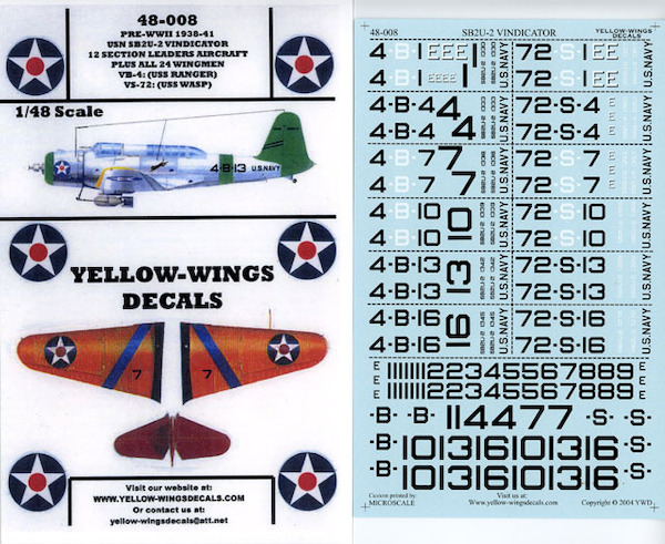 SB2U-2 Vindicator (Pre war 1938-1941 VB4, VS72 , 12 sectionleaders Plus Wingmen Ac) 48-008