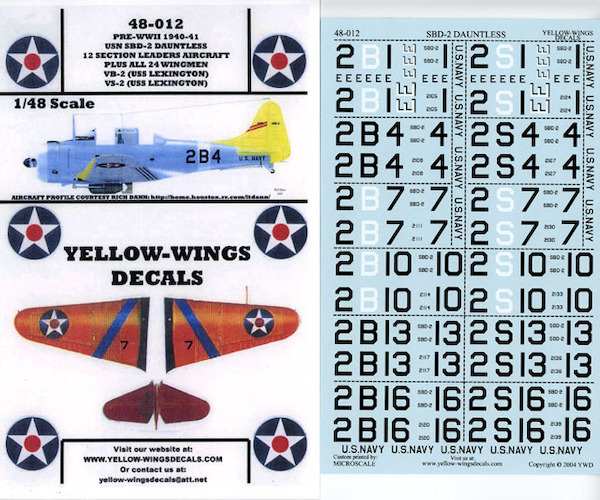 Pre WW2 SBD-2 Dauntless (12 Section leaders & 24 wingmen for VB2 & VS2) 48-012