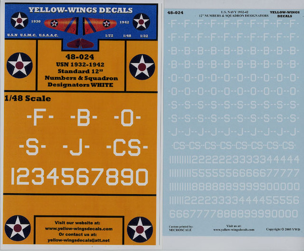 USN Pre war 1932-1942 Numbers & Squadron designators (white)  48-024