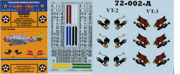 TBD-1 Devastator (Pre war 1937-1941 VT5, VT6, 12 Section Leader Aircraft) 72-002